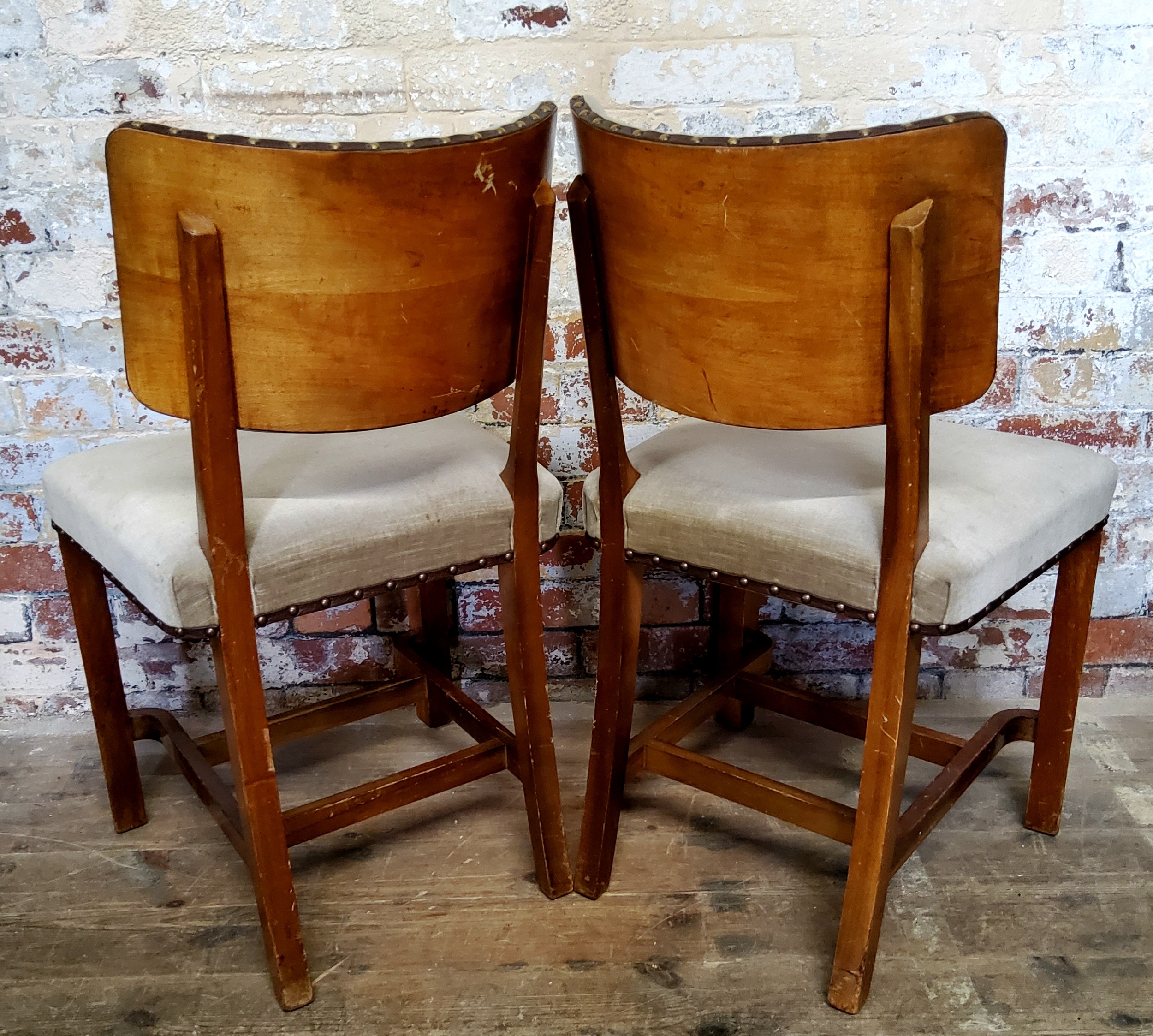 A pair of Art Deco walnut and bentwood bedroom chairs c.1930 with 'T.B&W. Cockayne Cabinet - Image 2 of 3