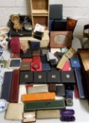 A large collection of empty jewellery boxes, various shapes and sizes