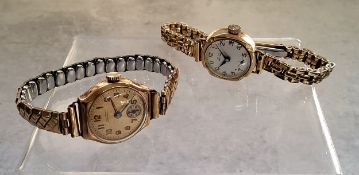 A 9ct gold Winegartens, London lady's dress watch, Swiss 15 jewel movment, gold dial Arabic