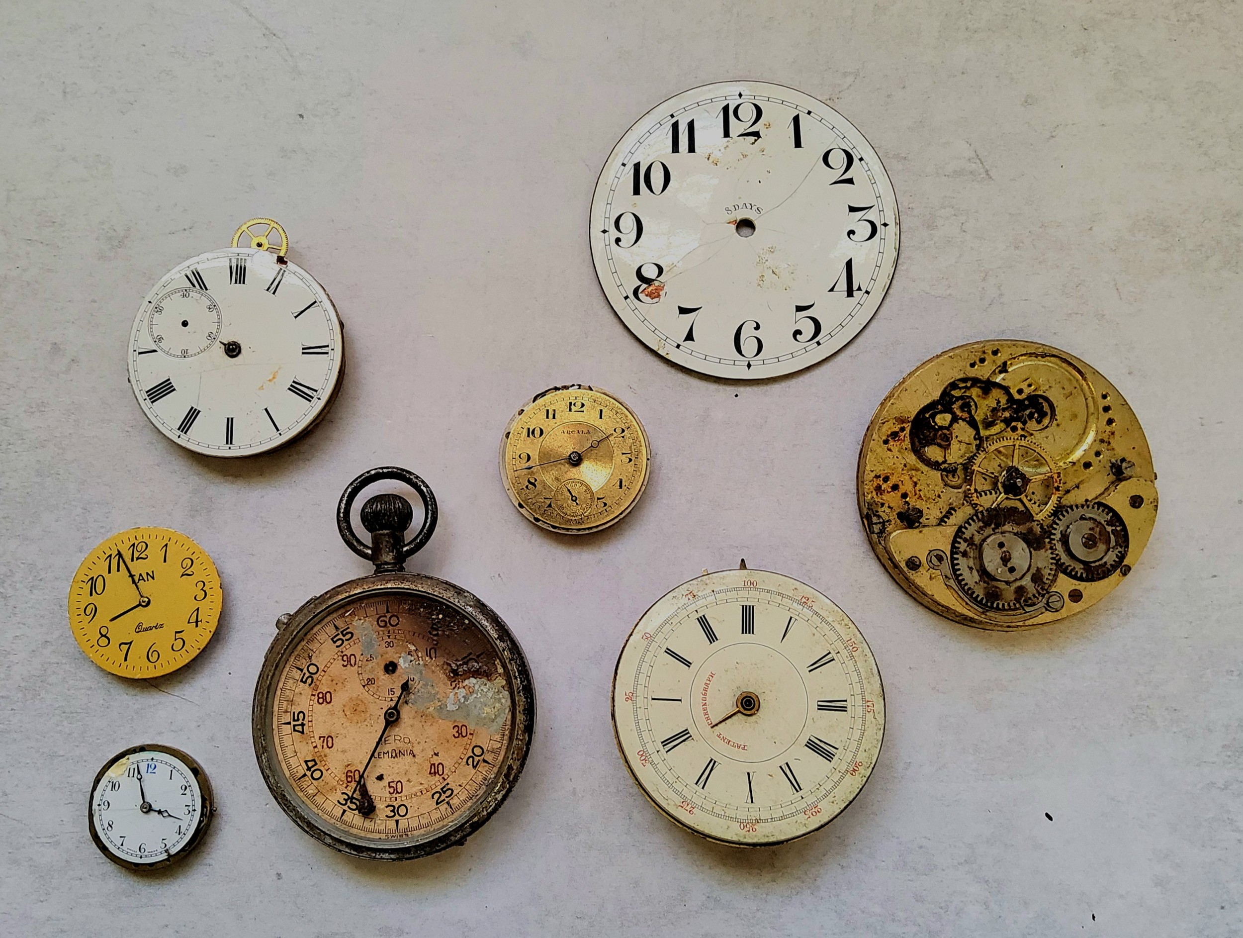 Horology - Various 19th century and later pocket watch parts including cogs, dials and repair parts. - Image 2 of 2