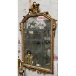 A 19th century type gesso looking glass / mirror with distressed gilt frame (AF)
