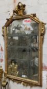 A 19th century type gesso looking glass / mirror with distressed gilt frame (AF)