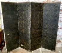 Country House Salvage - a substantial four section Chinese chinoiserie modesty screen in original