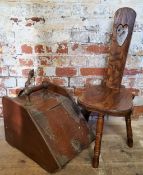 An early 20th century Arts & Crafts type elm spinning stool by R. Lumm 'wood turner', Ripley,