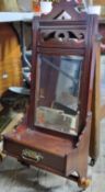 A Victorian mahogany country house hallway / entrance mirror, the pierced fretwork above bevelled