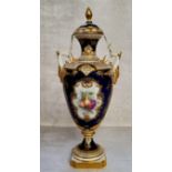 AMENDED DECSRIPTION - Royal Worcester two handled pedestal slender ovoid vase