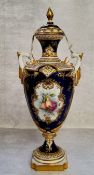 AMENDED DECSRIPTION - Royal Worcester two handled pedestal slender ovoid vase