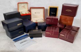 Various watch boxes including Citizen, Seiko, Rotary & Accurist etc.