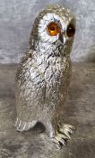 A novelty silver plated sugar castor in the form of an owl