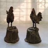 A pair of unusual late 18/early 19th century novelty papier mache money boxes in the form of rooster
