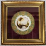 A Victorian Royal Worcester circular plate painted by Harry Davis, signed, Fishing by the Bridge,