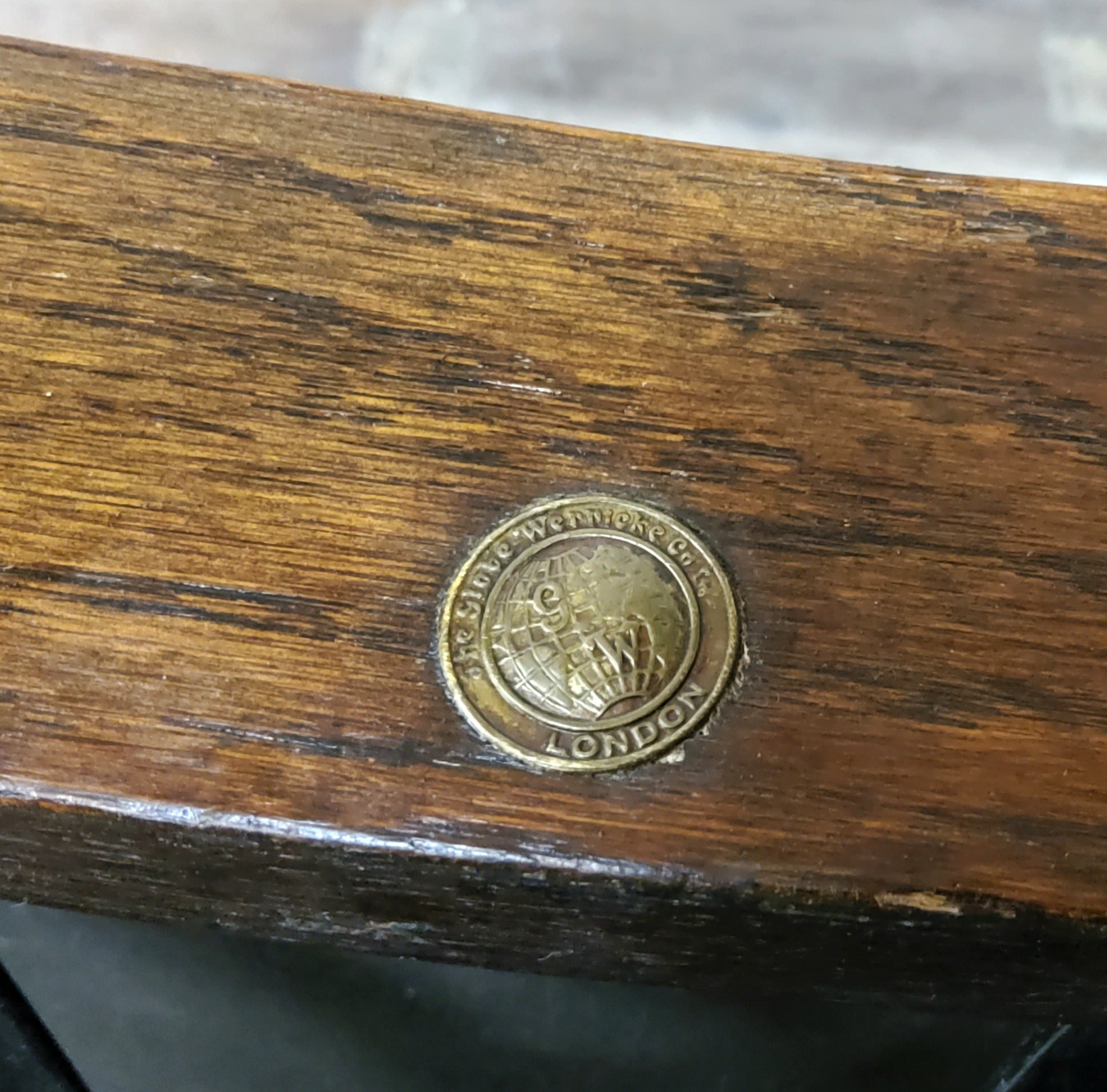A Globe Wernicke Co, London banker's chair, adjustable settings, raised on castors.  Total - Image 3 of 6