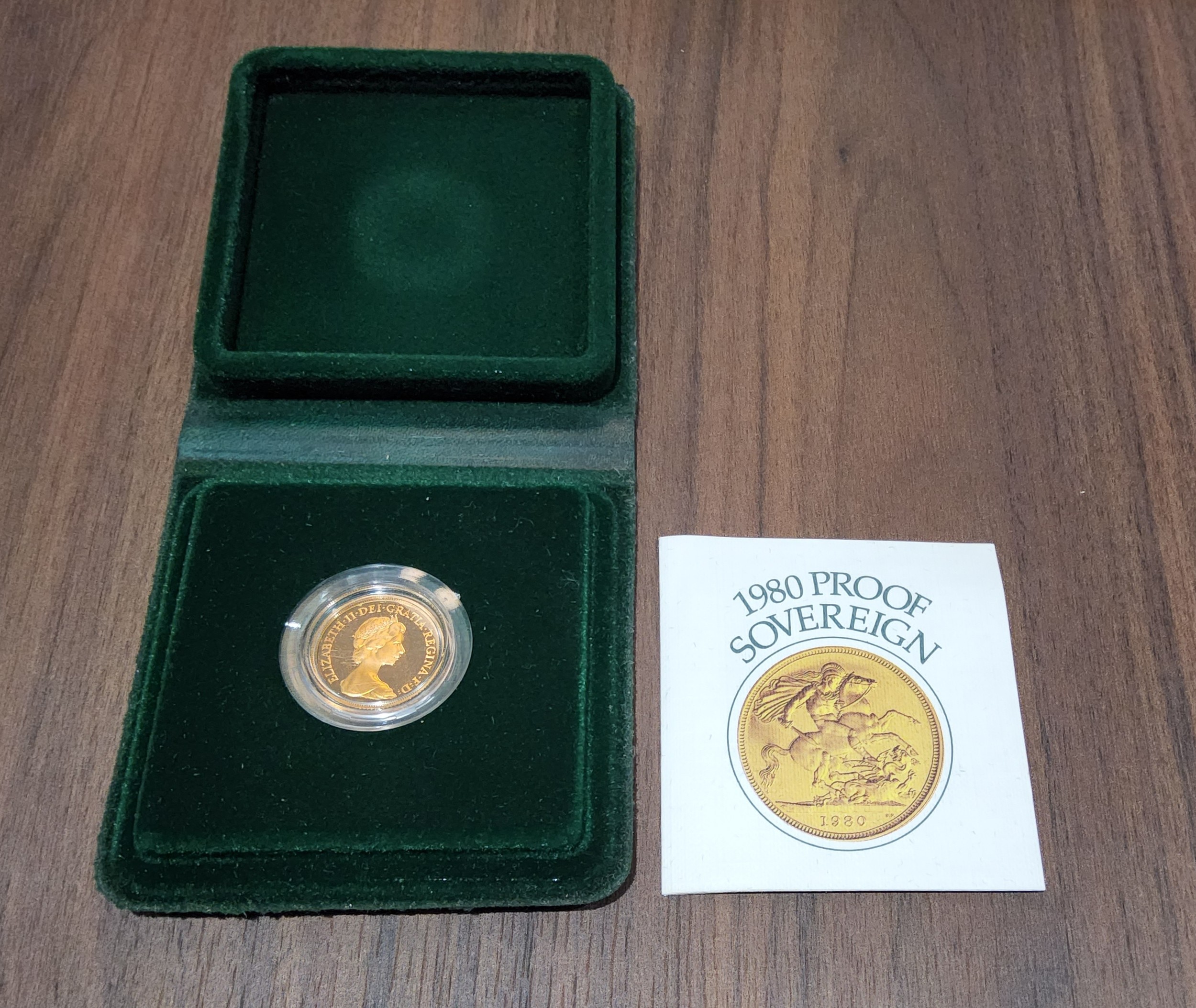 A 1980 Royal Mint Proof Gold Sovereign in original presentation box & COA