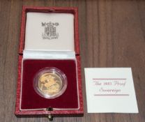 A 1983 Royal Mint Gold Proof Sovereign in original presentation box & COA