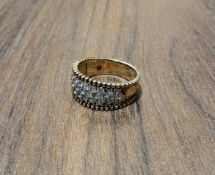 A 9ct gold pave set white stone cluster ring size N 4.34g