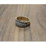 A 9ct gold pave set white stone cluster ring size N 4.34g