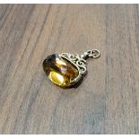 A large 9ct gold & citrine swivel fob,  40 x 26mm, rubbed Chester hallmark, 11.1g gross