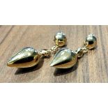 A pair of 9ct gold bomber drop earrings, 10.33g