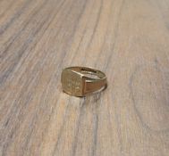 A 9ct gold signet ring, monogrammed MS, size Q1/2, 3.94g
