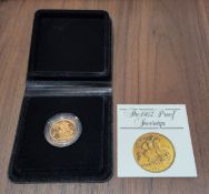 A 1982 Royal Mint Gold Proof Sovereign in original presentation box & COA