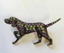 Suffragette Interest - an interesting gilt metal brooch in the form of a hunting hound set with