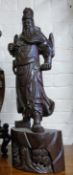 A very large Chinese carving of warlord Guan Yu, early 20th century, padouk wood, very large and