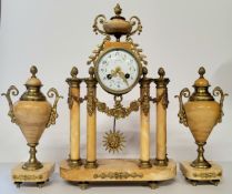 A French sienna marble & gilt portico mantle clock, signed by J.Bernard, Montlucon and 'Just' to