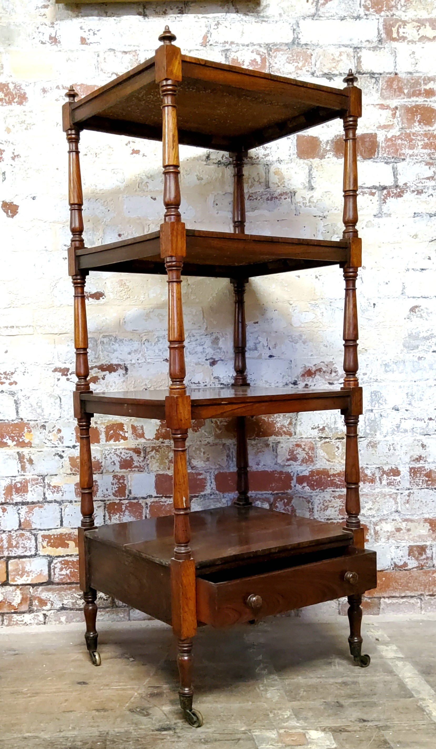 A good early 19th century rosewood four-tier whatnot, fitted with a single drawer to the base, - Image 4 of 4