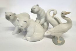 Lladro including Seated Polar Bear designed by Juan Huerta, no.1209 c.1972; Attentive Polar Bear,