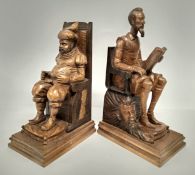 William Shakespeare Interest - A pair of carved softwood bookends in the form of Falstaff and