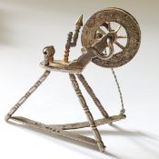 A Dutch silver miniature of a spinning wheel, stamped XXX, export mark, David Bridge, London,