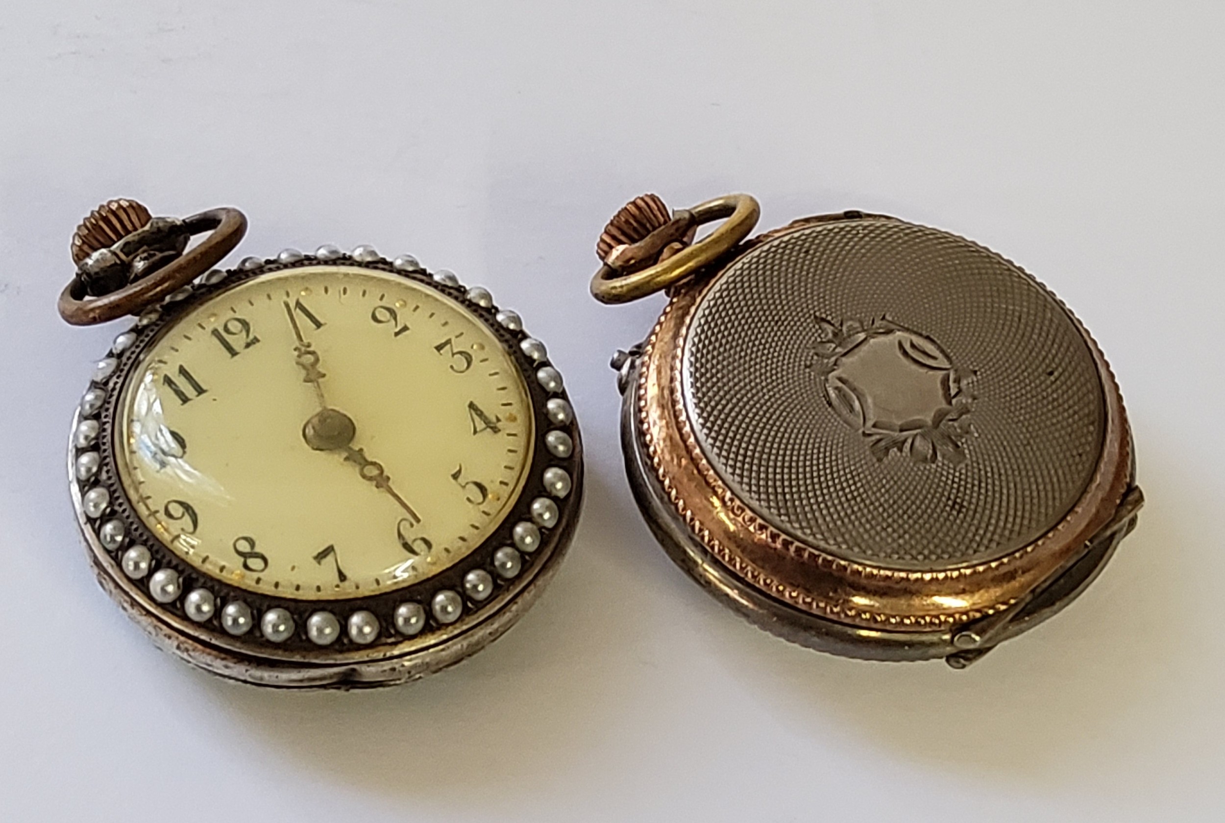 A continental Argent Dore silver & enamel lady's pocket watch, the back of the case decorated with - Image 2 of 2
