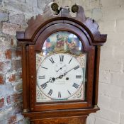 An early Victorian Scottish oak and mahogany long case clock, excellent condition, the 8 day