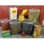 Auto Jumble & Advertisement - Shell, Pratts and Mobil Oil fuel cans  circa 1960s.