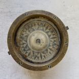 An American brass marine compass, stamped 3293, John Bliss & Co., New York 11cms dia. x 8cms high