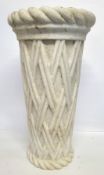 A large carved Italian marble memorial vase, the carved white marble with rope twist detailed rim