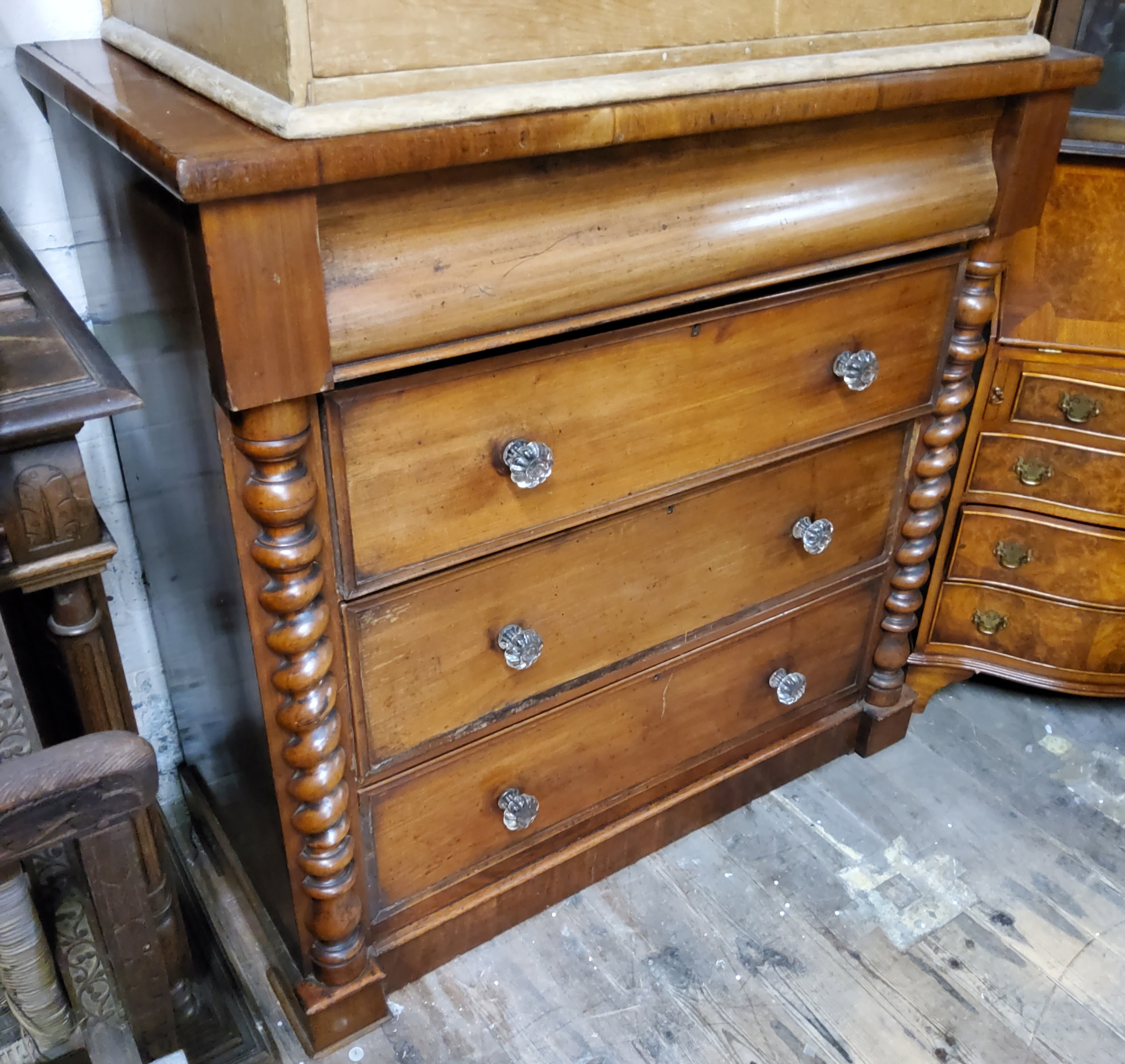 A Victorian mahogany Scottish chest of one hidden and three long graduated drawers, period glass - Image 2 of 2