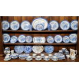 Blue & white including Victorian Samuel Radford Mandarin plates, meat dish; other blue & white
