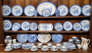 Blue & white including Victorian Samuel Radford Mandarin plates, meat dish; other blue & white