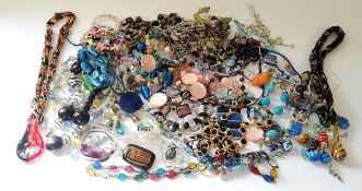 Costume Jewellery - various iridescent glass pendants, necklaces, bracelets etc qty