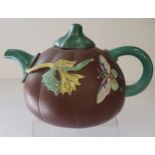 Yixing terracotta enamel glazed teapot (AF)