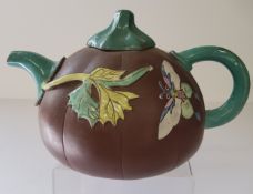 Yixing terracotta enamel glazed teapot (AF)