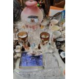 Ceramics & Glass - a cut glass cornucopia, millefleur glasses, crestedware, etc qty