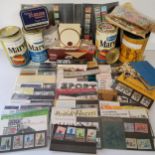 Philately - British Post Office mint stamp packs, loose stamps and stamp collecting equipment