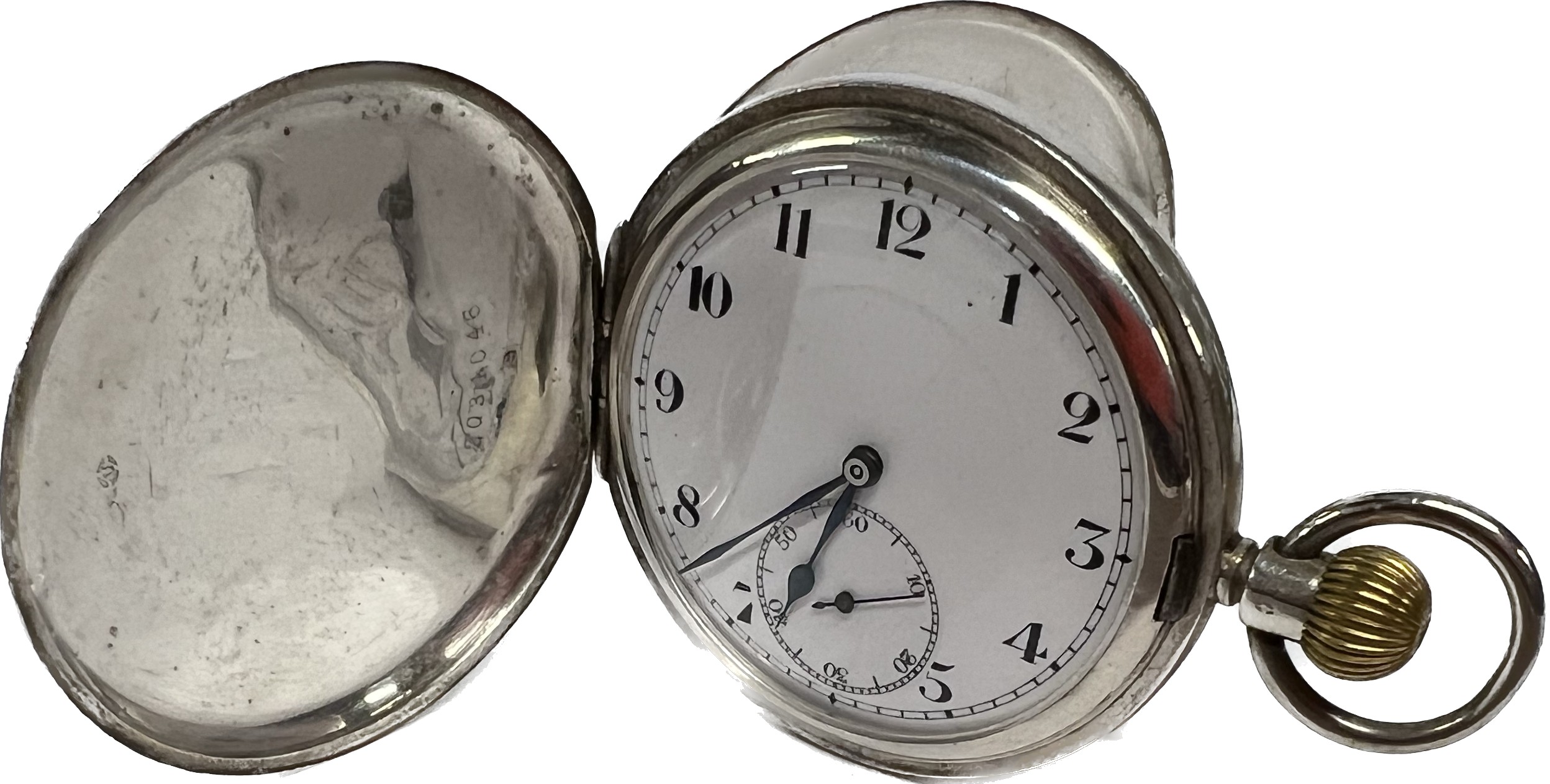 A continental silver cased pocket watch, the Swiss made movement stamped Syren, white enamel dial,