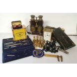 Boxes & Objects - an unopened box of 50 King Edward special cigars; WWI field binoculars; H.
