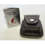 A military Zippo for the Desert Rats, the brushed stainless steel lighter printed the obverse OP