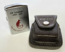 A military Zippo for the Desert Rats, the brushed stainless steel lighter printed the obverse OP