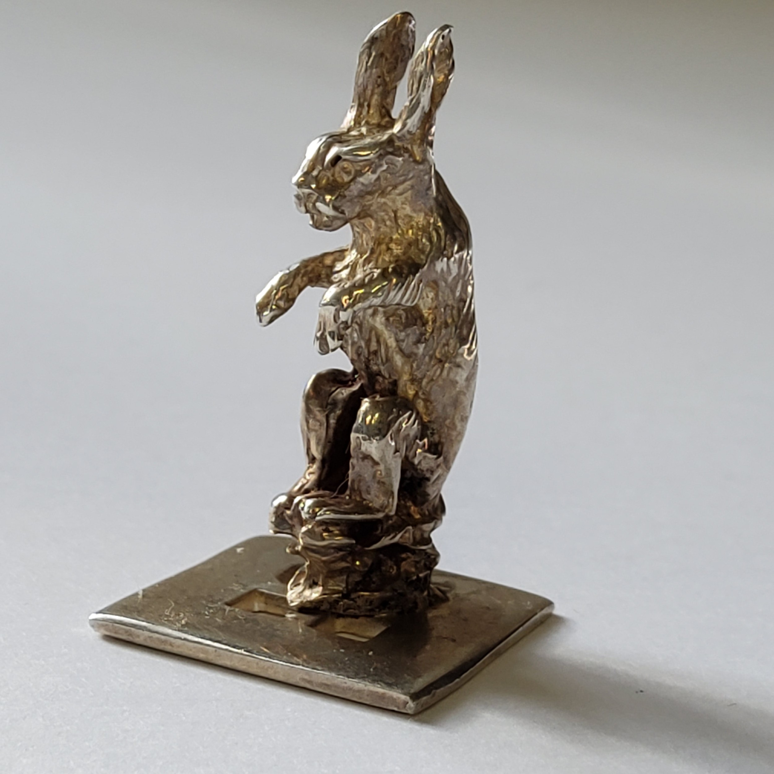 A Continental silver miniature of anthropomorphic seated rabbit, London import hallmark C&T, London, - Image 2 of 3