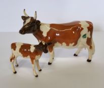 Beswick Ayshire cow, CH. Newton Tinkle and calf (2)